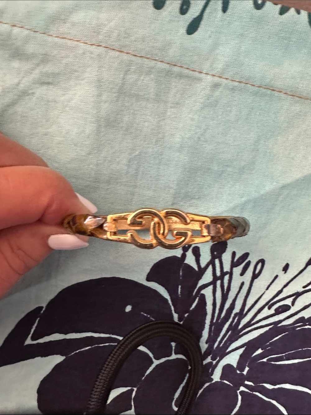 Vintage Gucci  GG bracelet, Classic tortoise shell-style inlay in 24 KT plated. - Picture 2 of 5
